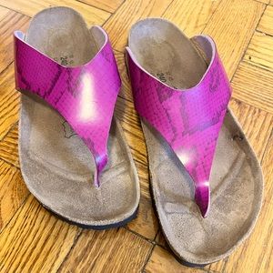 BIRKENSTOCK Birki’s Snakeprint Pink Purple Flip Flop Sandals Size 37